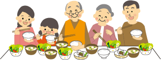 食卓を囲む家族