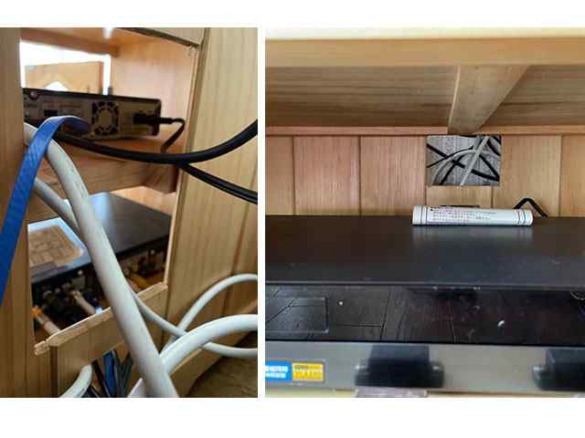 配線穴を大きく加工したテレビ台