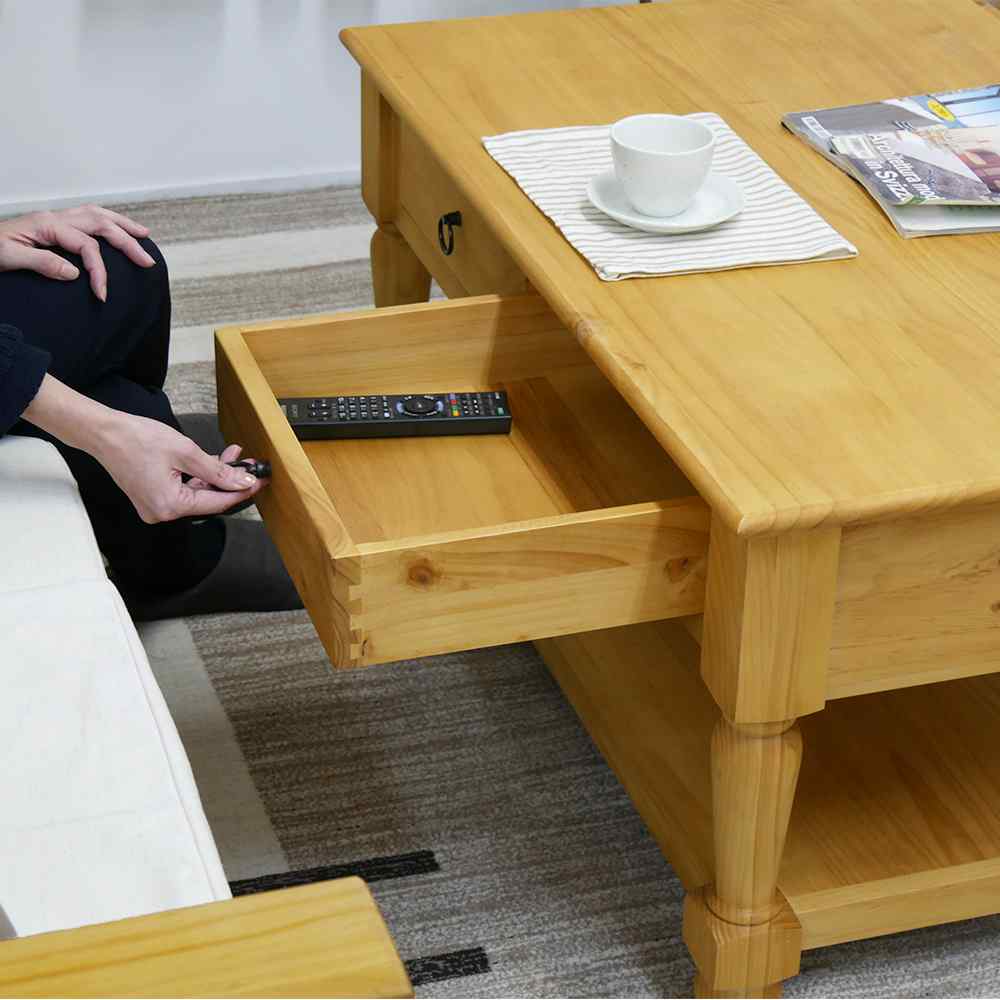 引出し付カントリーソファーテーブル